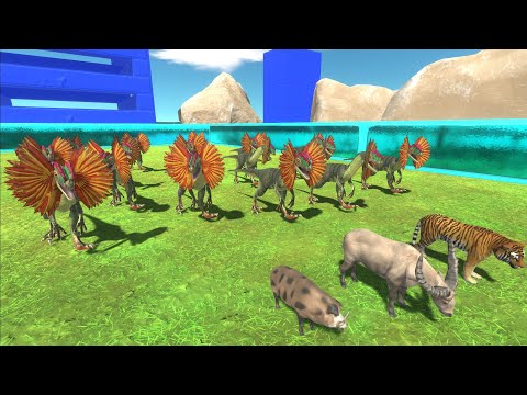 Escape from Dilophosaurus Pack - Animal Revolt Battle Simulator