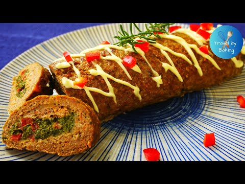 Meatloaf stuffed with spinach, bell pepper and cheese | Easy and affordable