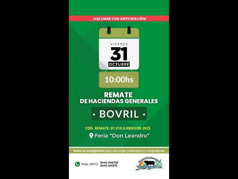 Remate de hacienda Bovril 31-10-2025 | Coop. Ganadera El Pronunciamiento