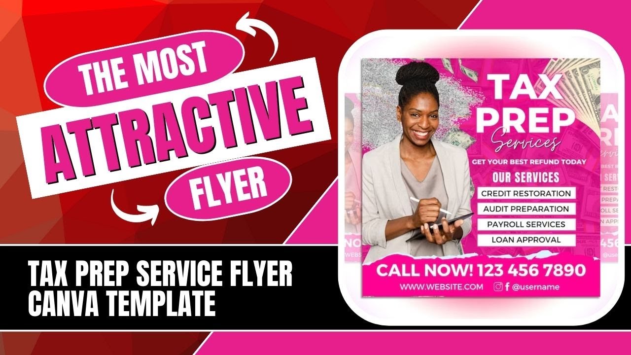 Tax Prep Service Flyer, Canva Template.