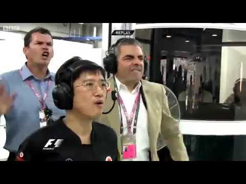 Rowan Atkinson AKA Mr Bean's Reaction To Hamilton Crash BBC F1 2011 - Round 17 Indian GP.