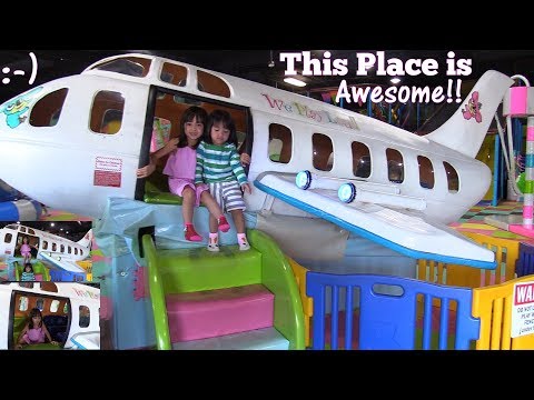 Children's Indoor Playground. Awesome Kiddie Airplane Ride! Kids' Seesaw, Kiddie Slides and More