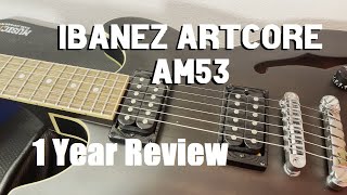 Video thumbnail for 1 Year Review of the Ibanez Artcore AS53 Semi Hollow Body Electric Guitar by Hunnitap