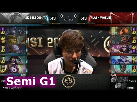 SK Telecom T1 vs Flash Wolves | Game 1 Semi Finals LoL MSI 2017 Play-Offs | SKT vs FW G1