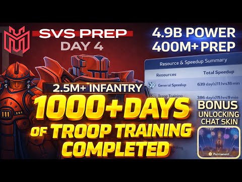 1000+ DAYS of 2.5M Troop Training MUKBANG. 4.9B POWER. 400M SVS Prep. Day 4. Whiteout Survival