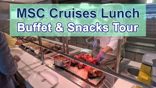 MSC Cruises Lunch Buffet Food & Snack Options (Pizzas, Burgers, Hot Dogs)