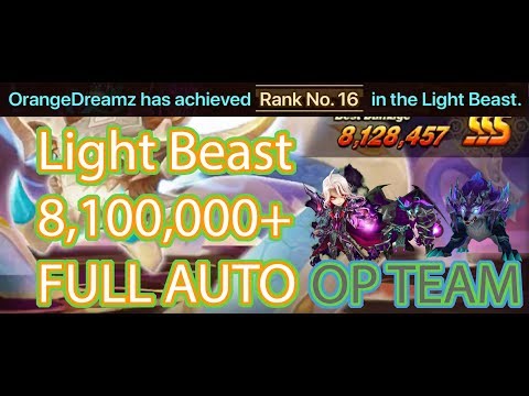 Summoners War: Light Rift Beast 8,100,000+ score SSS RANK FULL AUTO TEAM using Kro, Eirgar, ZERATU