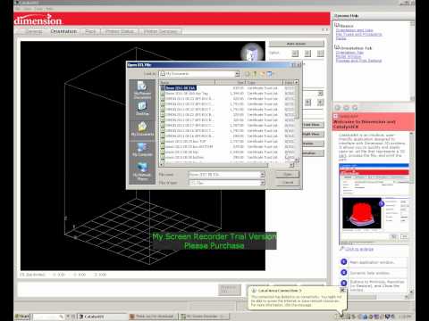 Catalyst software for the Dimension Elite 3D Thermoplastic Modeller Video