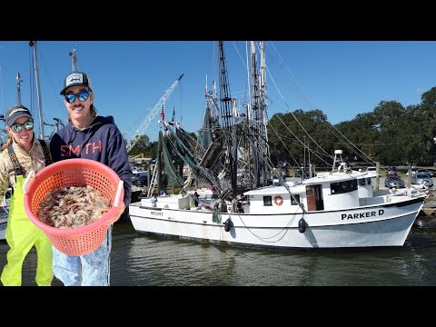 BIG SHRIMPIN’ part 2 🦐 Commercial Shrimp Boat Ride-Along (Catch and Cook)