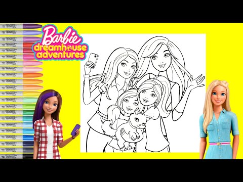 Barbie Dreamhouse Adventure Coloring Book Page Barbie and Sisters Skipper Stacie and Chelsea