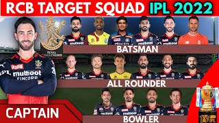 IPL 2022 RCB Team Target Squad | RCB Squad for IPL 2022 | Royal Challengers New Players List 2022