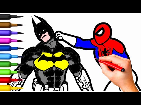 Spiderman vs Batman Coloring Page | Superheroes in Fight Coloring Video
