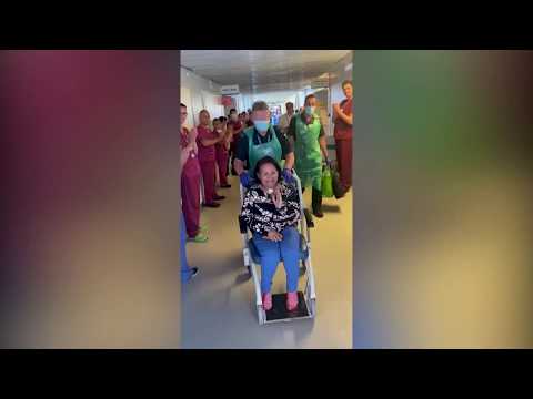 ESHT nurse Uma Pradhan leaving Hospital to a round of applause #NHSCovidHeroes #NHSHeroes