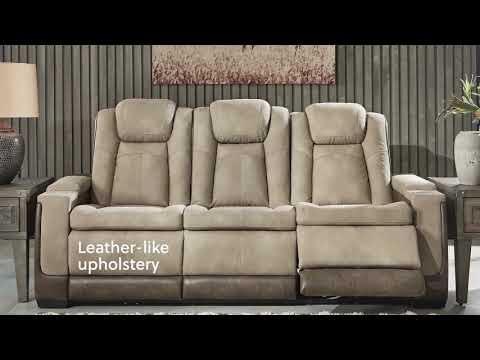 Next-Gen DuraPella Sand Power Recliner With Adjustable Headrest