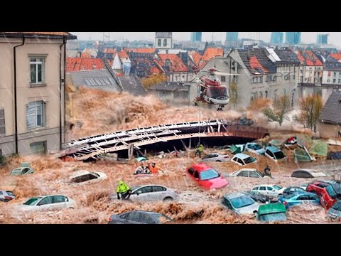 Chaos in Greece! Massive floods turn roads into rivers in Ano Glyfada! Cars and people swept away!