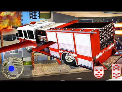 Flying Fire Truck Firefighter Rescue 2021 - City Fire Engine Driving Simulator | Android Gameplay