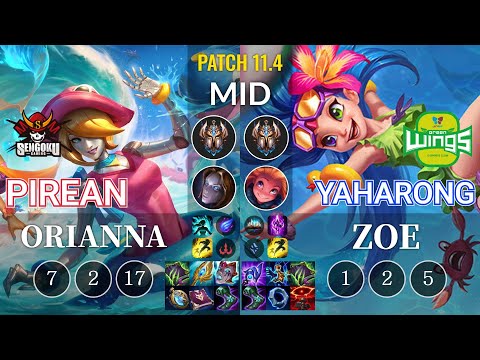 SG Pirean Orianna vs JAG Yaharong Zoe Mid - KR Patch 11.4