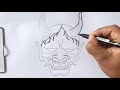 The Best 15 Samurai Oni Tattoo Design Samurai Hannya Mask Drawing