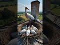Majestic White Stork Mother Overlooks the Endless Horizon #stock #wildlife #birds #birdnest