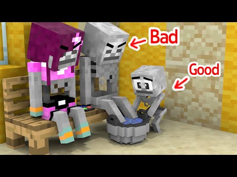 Good Baby Skeleton Life (Bad Family) - Sad Story -  Minecraft Animation