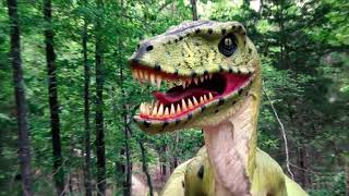 Dinosaurs running wild outside in Hot Springs,  Dinotrek at Mid America Museaum