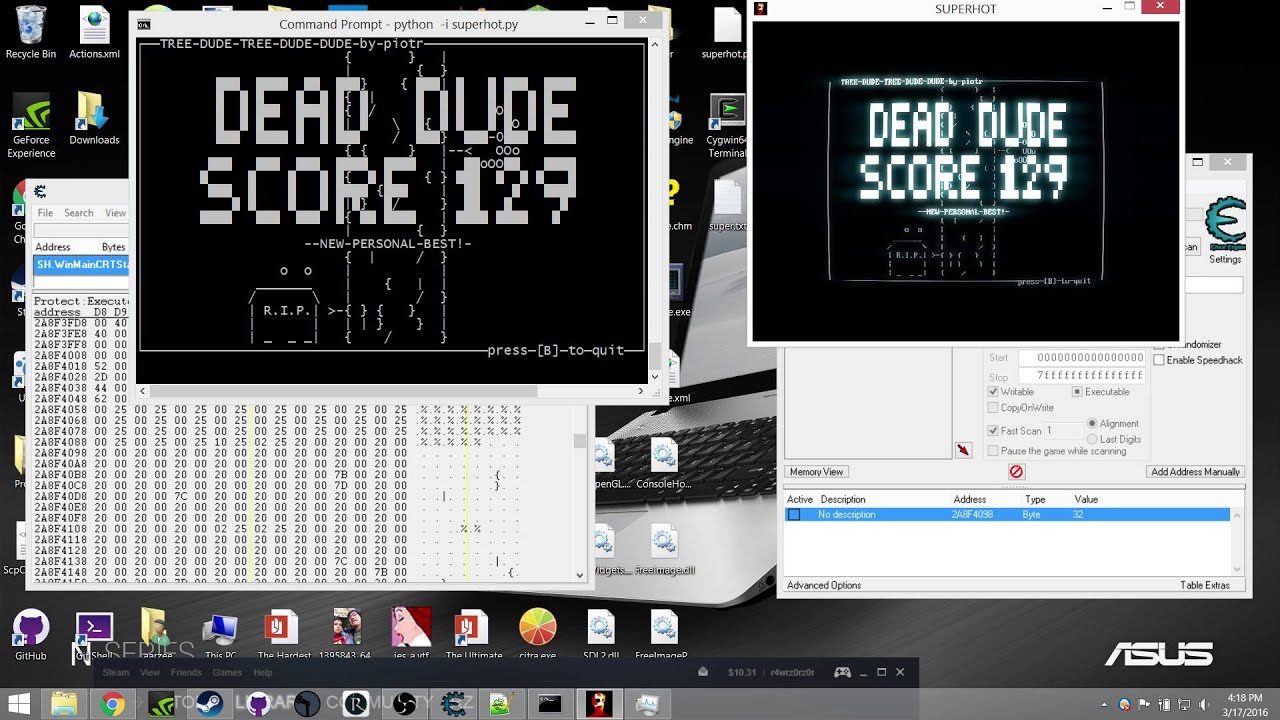 SUPERHOT in the command prompt - demo - YouTube