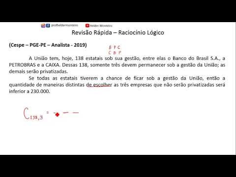 Questão 73 - Cespe - PGE-PE - 2019 (Análise Combinatória)