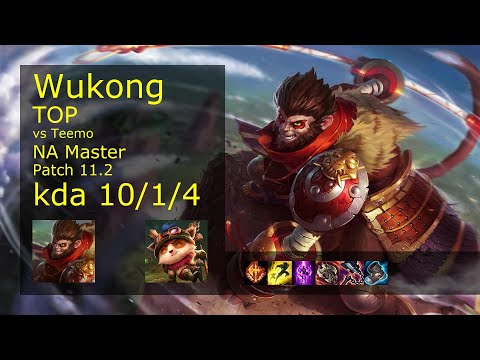 Wukong Top vs Teemo - NA Master 10/1/4 Patch 11.2 Gameplay