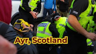 Ayr, Scotland, 29 01 2022: Peaceful rally turned violent and brutal scene
