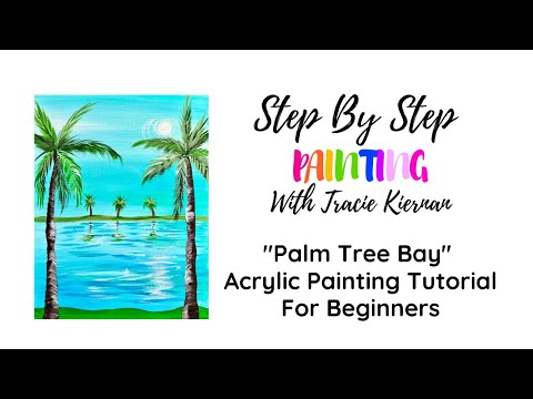 How To Paint "Palm Tree Bay" Acrylic Painting Tutorial For Beginners