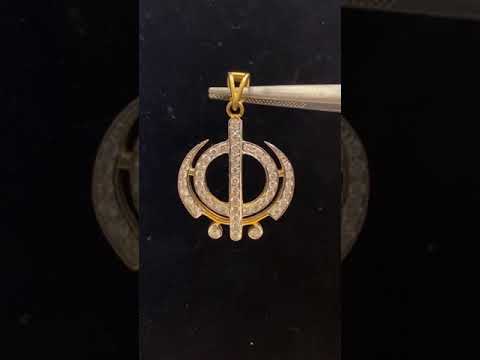 Pendentif Diamant Khanda Unisexe En Or 18K - 1,01 Ct Diamants Pave - Neuf Avec Certificat