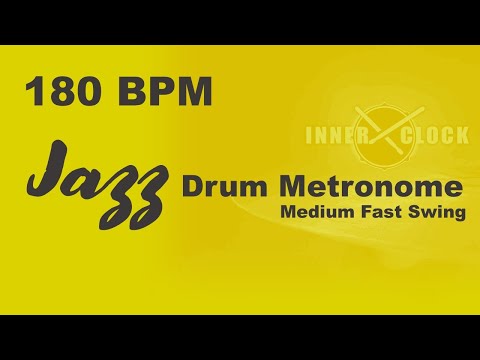 Jazz Drum Metronome for ALL Instruments 180 BPM | Medium Fast Swing | Famous Jazz Standards