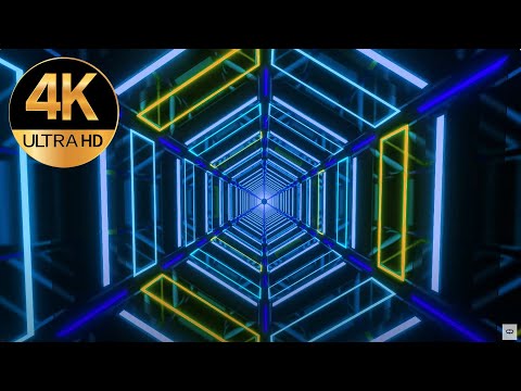 7 hour Tv 4k Meditation Metallic Blue color Relaxing Abstract Background Tunnel Video, screensaver
