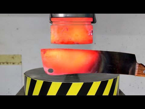 EXPERIMENT Glowing 1000 degree HYDRAULIC PRESS 100 TON vs Glowing 1000 degree MEAT CHOPPER