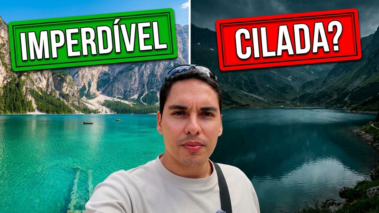 Vista do Lago di Braies nas Dolomitas italianas capturada em vídeo