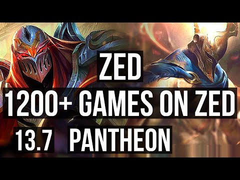 ZED vs PANTHEON (MID) | 2.7M mastery, 1200+ games, 6 solo kills, Godlike | KR Master | 13.7