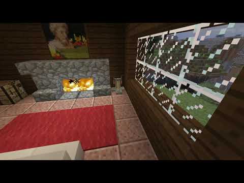 Minecraft Relaxing Fireplace and Rain Ambience w/vanilla music (10 Hours)