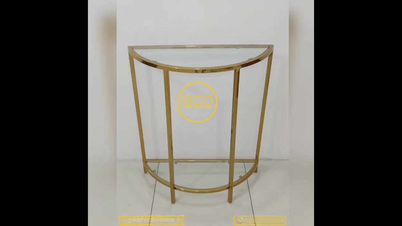 - GCO Stainless steel Half Round Console Table with glass top and base. #modernfurniture