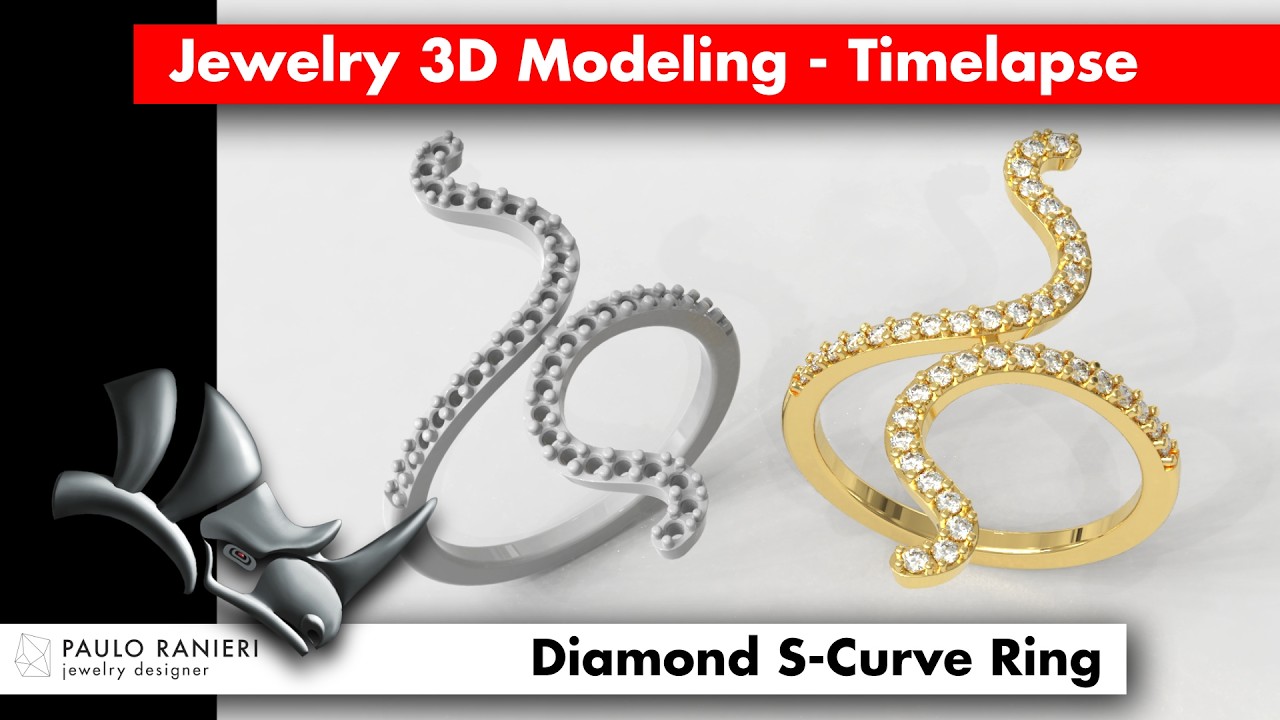 Diamond S-Curve Ring 3D Print Model