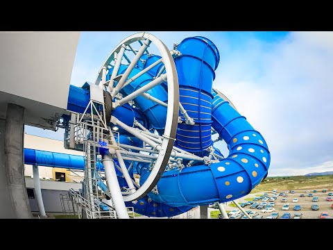 AquaSpinner WaterSlide 🌀 Europe's First 360° ROTATING Slide