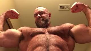 Hairy Bear Muscle Flexing