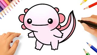 HOW TO DRAW A CUTE BABY AXOLOTL EASY 💗