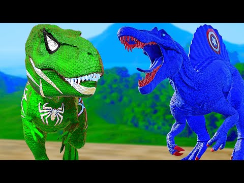(Jurassic World Evolution🌍) Black I-Rex Vs T-Rex Vs Spinosaurus,Indoraptor Dinosaurs Fight
