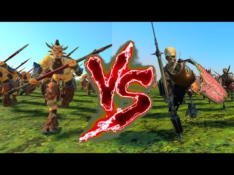 Ungor Spearmen Herd VS Skeleton Spearmen. Total War Warhammer 3