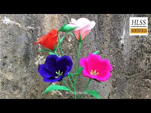 How to make lisianthus paper flower easy| DIY origami Lisianthus crepe paper flower making tutorials