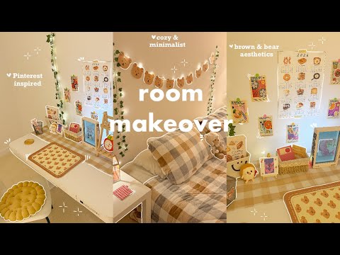 Cozy room makeover 🧸✨ aesthetic & pinterest inspired, brown & minimalist, new desk setup