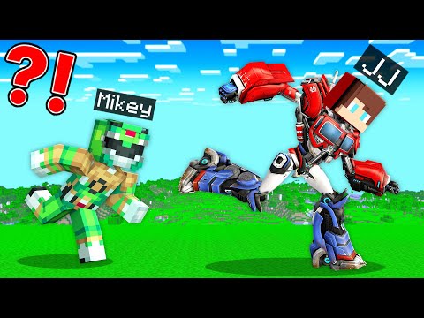 TRANSFORMER Speedrunner vs POWER RANGER Hunter : JJ vs Mikey Battle in Minecraft Maizen!