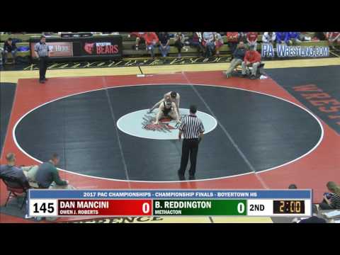 2017-02-18 145 lbs Daniel Mancini (Owen J. Roberts) vs Bryce Reddington (Methacton)