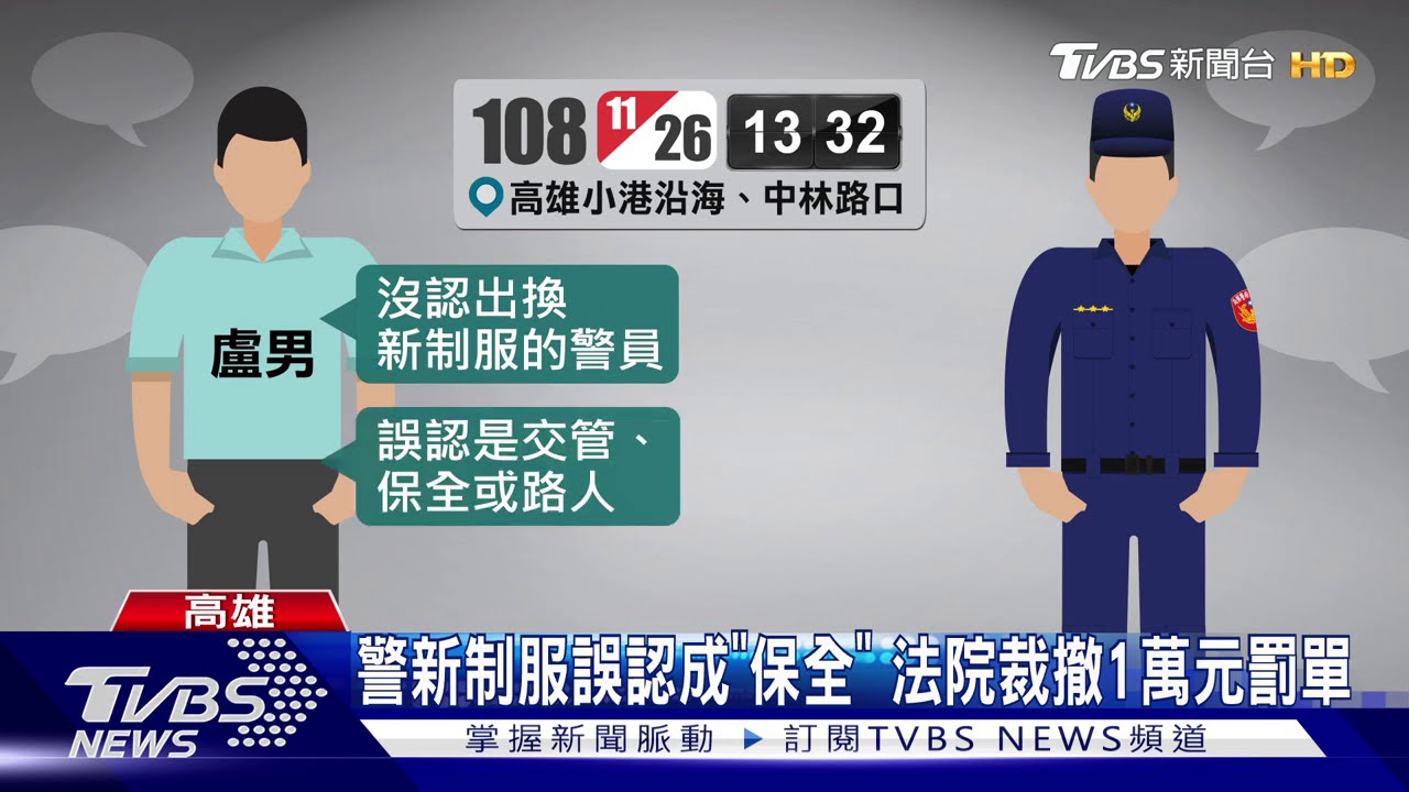 警新制服誤認成「保全」 法院裁撤1萬元罰單