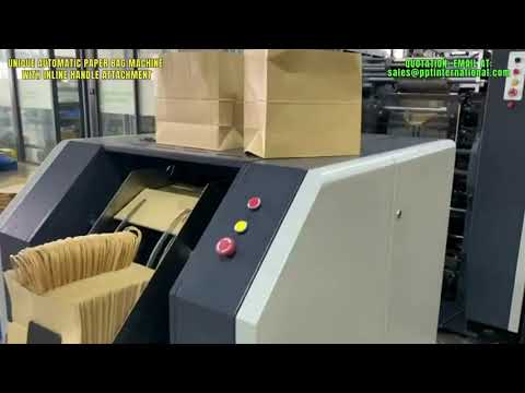 Unique Automatic Paper Bag Machine with Inline Handle Attachment